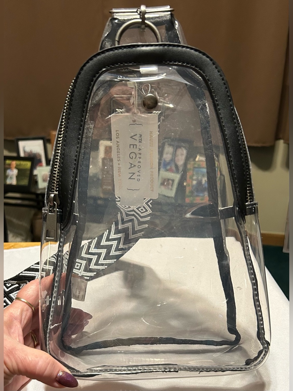 Clear Backpack with Black Trim - Transparent Women’s Bag